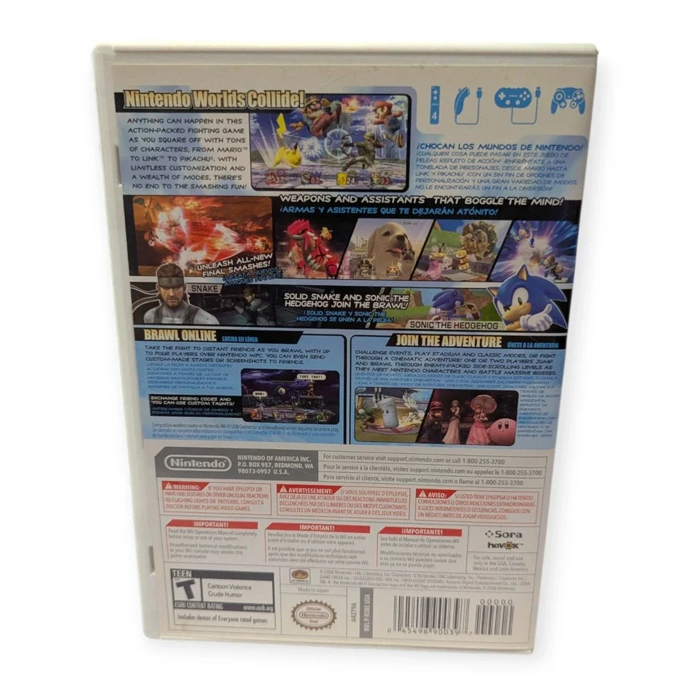 Super Smash Bros Brawl Nintendo Wii Game Complete CIB Mario Link Sonic